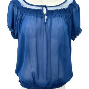 Express Women’s sheer top, Royal Blue, Size M